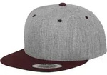 FLEXFIT Unisex 6-Panel Snapback Kappe Flache Cap 6089MT heather grey/maroon one size