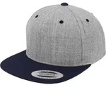 FLEXFIT Unisex 6-Panel Snapback Kappe Flache Cap 6089MT heather grey/navy one size