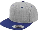 FLEXFIT Unisex 6-Panel Snapback Kappe Flache Cap 6089MT heather grey/royal one size