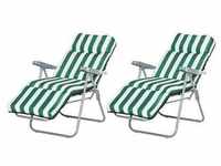 Gartenstühle Mit Verstellbarer Rückenlehne Und Polster (Farbe: Grün-Weiß,