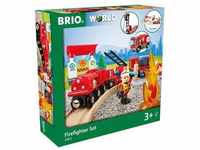 Brio World 33815 Feuerwehr-Set - Holzeisenbahn-Set Inklusive Feuerwehr-Auto Mit Licht