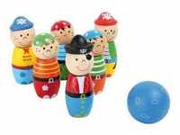 Garten-Spielzeug Piraten-Bowling 7-Teilig Aus Holz