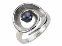 Zeeme Pearls Ring 925/- Sterling Silber Perle Schwarz Matt/Glanz (Größe: 054