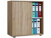 Vcm Holz Büroschrank Aktenregal Lona 2 Fächer Schiebetüren (Farbe: Sonoma-Eiche