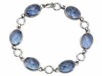 Jamelli Armband 925/- Sterling Silber Quarz (Beh.) Blau 20,5Cm Glänzend