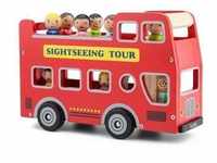 Holz-Bus Sightseeing Mit Figuren In Rot