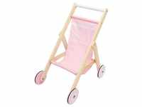 Holz-Puppenbuggy Playful In Natur/Rosa