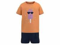 name it - T-Shirt Nmfjoelean Mit Shorts In Mock Orange, Gr.92