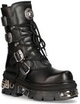 New Rock Unisex Schwarz Leder Gothic Mid-Calf Stiefel-373-S4