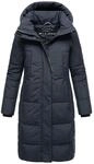 Marikoo Damen Steppjacke Laryaa &ndash; lang, warm & mit abnehmbarer Kapuze