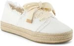 TOMS Carolina Lace Up Baumwolle Damen Wei&szlig;e Espadrilles Am Strand