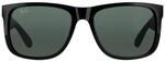 Ray-Ban Sonnenbrille Justin 4165 601/71 Gl&auml;nzend Schwarz Gr&uuml;n