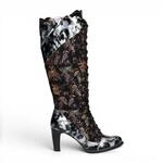 Laura Vita viktorianische schwarze Lederstiefel mit Schn&uuml;rung und hohem Absatz &ndash;