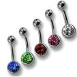 Zeeme Piercing-Set, 5-teilig, 316L CHS mit Swarovski Kristallen - Mehrfarbig