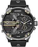 Diesel Mr. Daddy 2.0 Multifunktionale schwarze Lederarmbanduhr