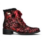 Laura Vita Floral Women, gotische viktorianische rote Lederstiefel mit Absatz...
