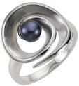 Zeeme Pearls Ring Silber 925 rhodiniert mit schwarzer Perle