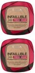 L'Oreal Paris 2 x L'Or&eacute;al Paris Infallible 24H Frischer Wear Puder-Foundation 9g -