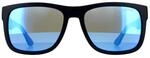 Tommy Hilfiger Rectangle Mens Matte Blue Blue Mirror Sonnenbrillen