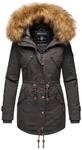 Marikoo Damen Winterjacke mit abnehmbarem Kunstfellkragen & Taillenzug