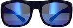 Polaroid Wrap Mens blau grau blau Spiegel polarisierte Sonnenbrille