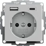 Gira SCHUKO-Steckdose USB-Spannungsvers. 2-fach System 55 Grau matt 2459015