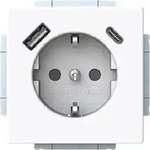 Busch-Jaeger SCHUKO&reg;-/USB-A+C Steckdose studiowei&szlig; gl&auml;nzend, 63x63, safety+