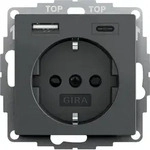 Gira SCHUKO Steckdose mit USB-Spannungsversorgung 2-fach anthrazit 245928