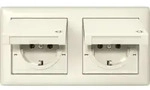 Gira SCHUKO-Steckdose KD+Set 2-fach Standard 55 Cremewei&szlig; IP44+Rahmen 415801