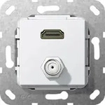 Gira HDMI SAT F Buchse Gender Changer Einsatz Reinweiss 567503
