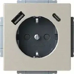 Busch-Jaeger SCHUKO&reg;-/USB-A+C Steckdose Edelstahl matt lackiert, 63x63, safety+