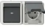 Gira Kombi AusWe/SCHUKO waagerecht KD WG AP Grau 417730
