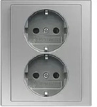 Busch-Jaeger SCHUKO Doppelsteckdose volle Abdeckung 202EUJB-866