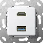 Gira HDMI USB 3.0 A Gender Changer Einsatz Reinweiss 567803