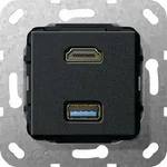 Gira HDMI USB 3.0 A Gender Changer Einsatz Schwarz matt 567810