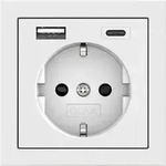 Gira SCHUKO SP USB-Spannungsvers. 2-fach Typ A/C Fl&auml;chenschalter Reinwei&szlig; 245970