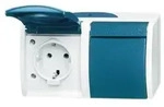 Busch-Jaeger Schuko-Steckdose 2-fach gr/bgn waagerecht 20/2 EW-53