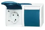 Busch-Jaeger Schuko-Doppelsteckdose ocean waagerecht mit Namesschild 20/2EWN-53