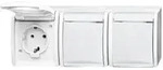Busch-Jaeger SCHUKO Steckdose 3-fach ocean IP44 waagerecht alpinwei&szlig; 2300/3EWN-54