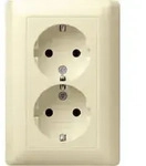 Gira SCHUKO-Doppelsteckdose Abdeckrahmen Standard 55 cremeweiss gl&auml;nzend 078001