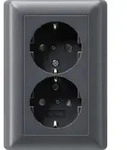 Gira SCHUKO-Doppelsteckdose Abdeckrahmen System 55 anthrazit mit Symbol 078328