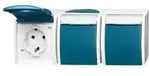 Busch-Jaeger Schuko-Dreifachsteckd. ocean waagerecht mit Namensschild 2300/3EWN-53