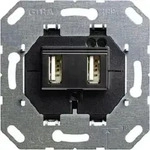 Gira USB Spannungsversorgung 2-fach sw Einsatz System55 Typ A+A 5V 3A 235900
