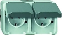 Merten MEG2321-8029, Merten SCHUKO-Doppel-Steckdose lichtgrau MEG2321-8029