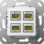 Gira Einsatz Modular Jack CAT.6a Reinweiss gl&auml;nzend RJ 45 4-fach Kupp. 569903