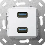Gira USB 3.0 A 2-fach Gender Changer Einsatz Reinweiss 568403