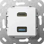 Gira HDMI USB 3.0 A Kabelpeitsche Einsatz Reinweiss 567903