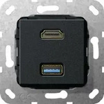 Gira HDMI USB 3.0 A Kabelpeitsche Einsatz Schwarz matt 567910