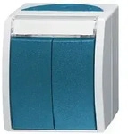 Busch-Jaeger Doppeltaster ocean 2-Strombahnen mit Namensschild 2621WN-53-205-101