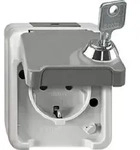 Merten SCHUKO-Steckdose abschl. Schl./Schloss-Nr. 200 lichtgrau MEG2423-8029